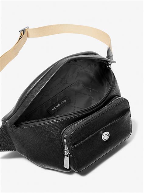 michael kors black leather fanny pack|Michael Kors maisie sling pack.